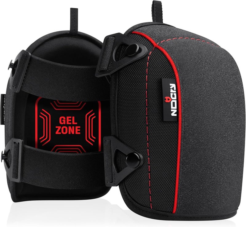 NoCry Flooring Knee Pads for Men with Extra-Wide Gel & Thick Foam Cushion — Floor-Safe Anti-Slip Leather Kneepads for Construction Work with Reinforced Adjustable Straps and Military-Grade Rivets - Image 1